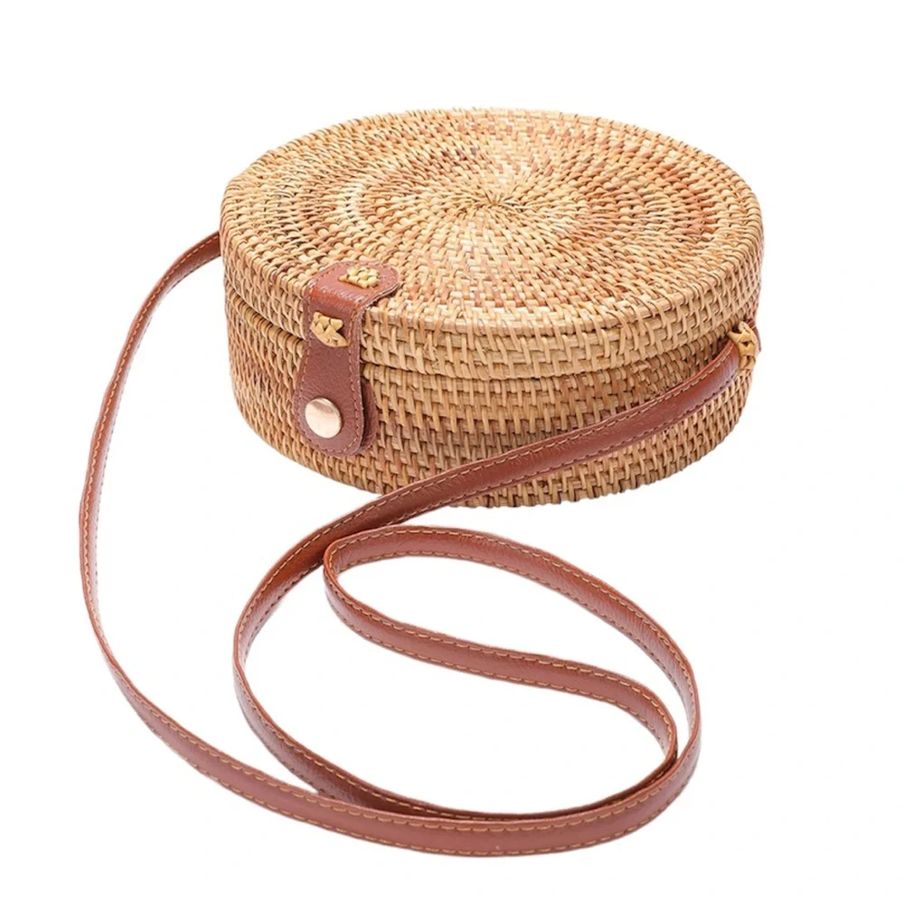 Handwoven Round Rattan Bag - Picture 6 of 10